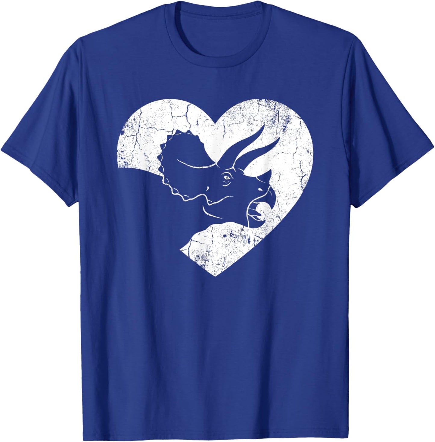 Triceratops Dinosaur Heart Valentine's Day T-Shirt - T-Shirt | Royal