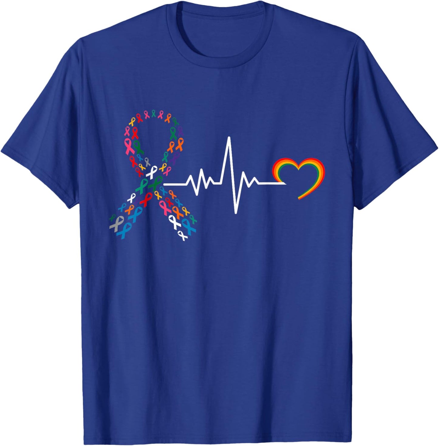 All Cancer Matters Awareness Day Pulse Heartbeat Family T-Shirt - T-Shirt | Royal
