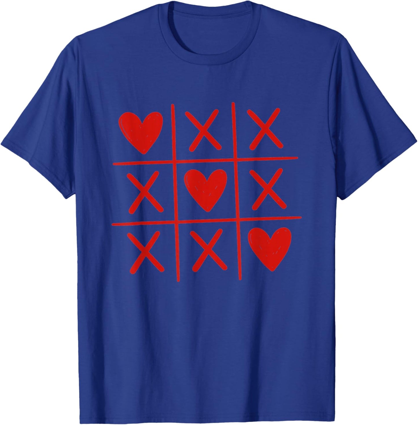 Valentines Hearts Tic Tac Toe Graphic T-Shirt - T-Shirt | Royal