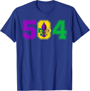 504 Fleur De Lis Mardi Gras Fat Tuesday New Orleans Parade T-Shirt - T-Shirt | Royal