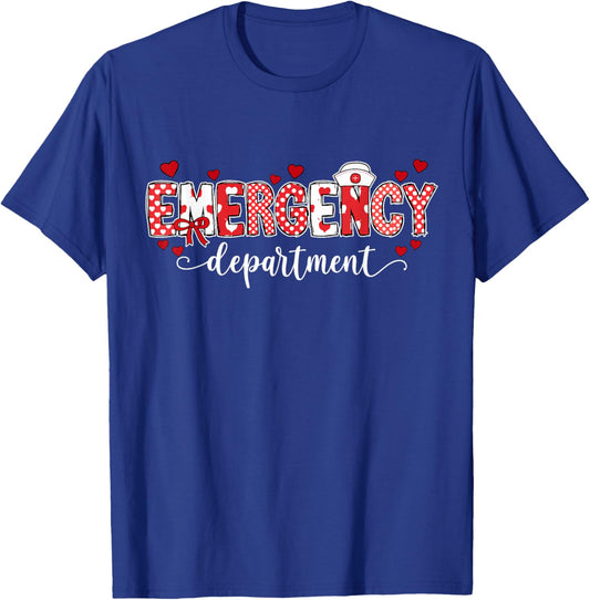 Emergency Department Nurse Valentine's ER ED Tech Nursing T-Shirt - T-Shirt | Royal