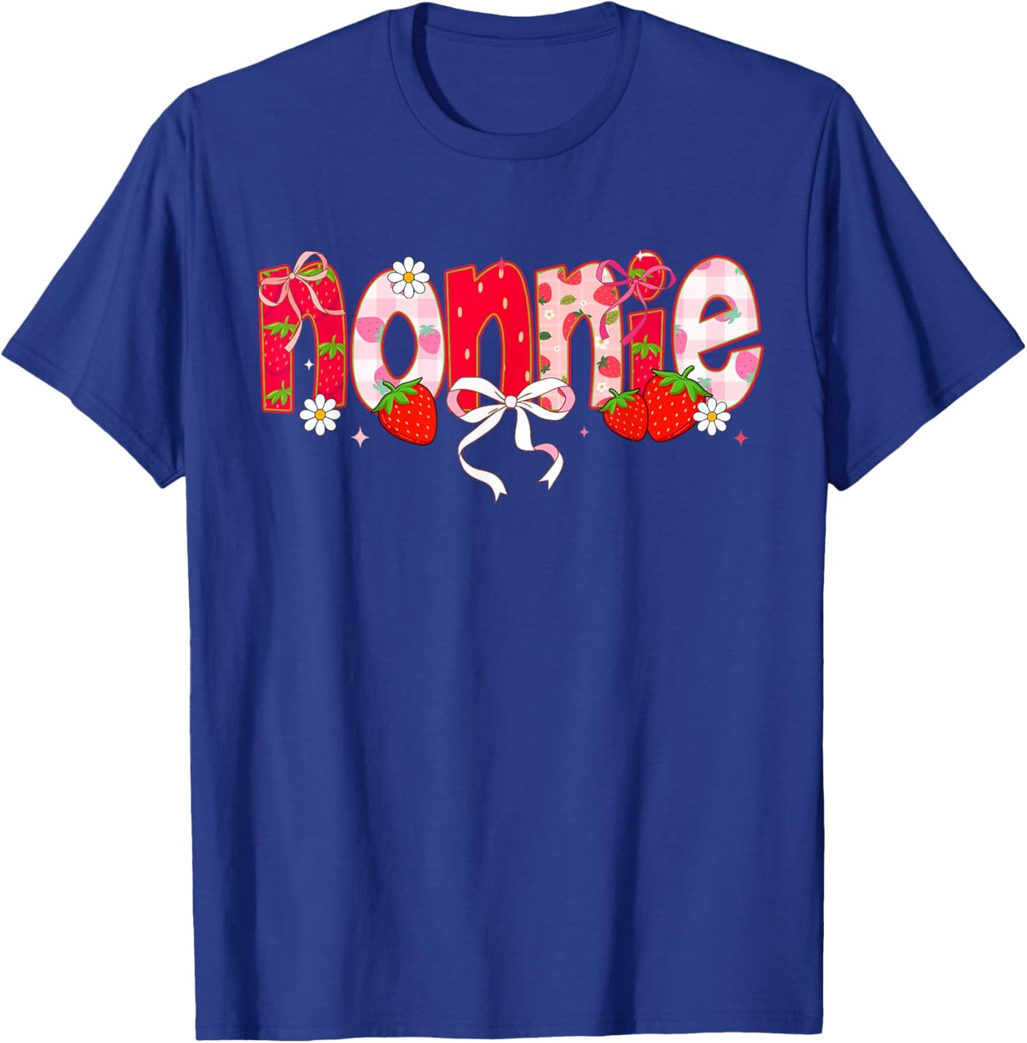 Strawberry Nonnie Coquette Bow First Birthday T-Shirt - T-Shirt | Royal