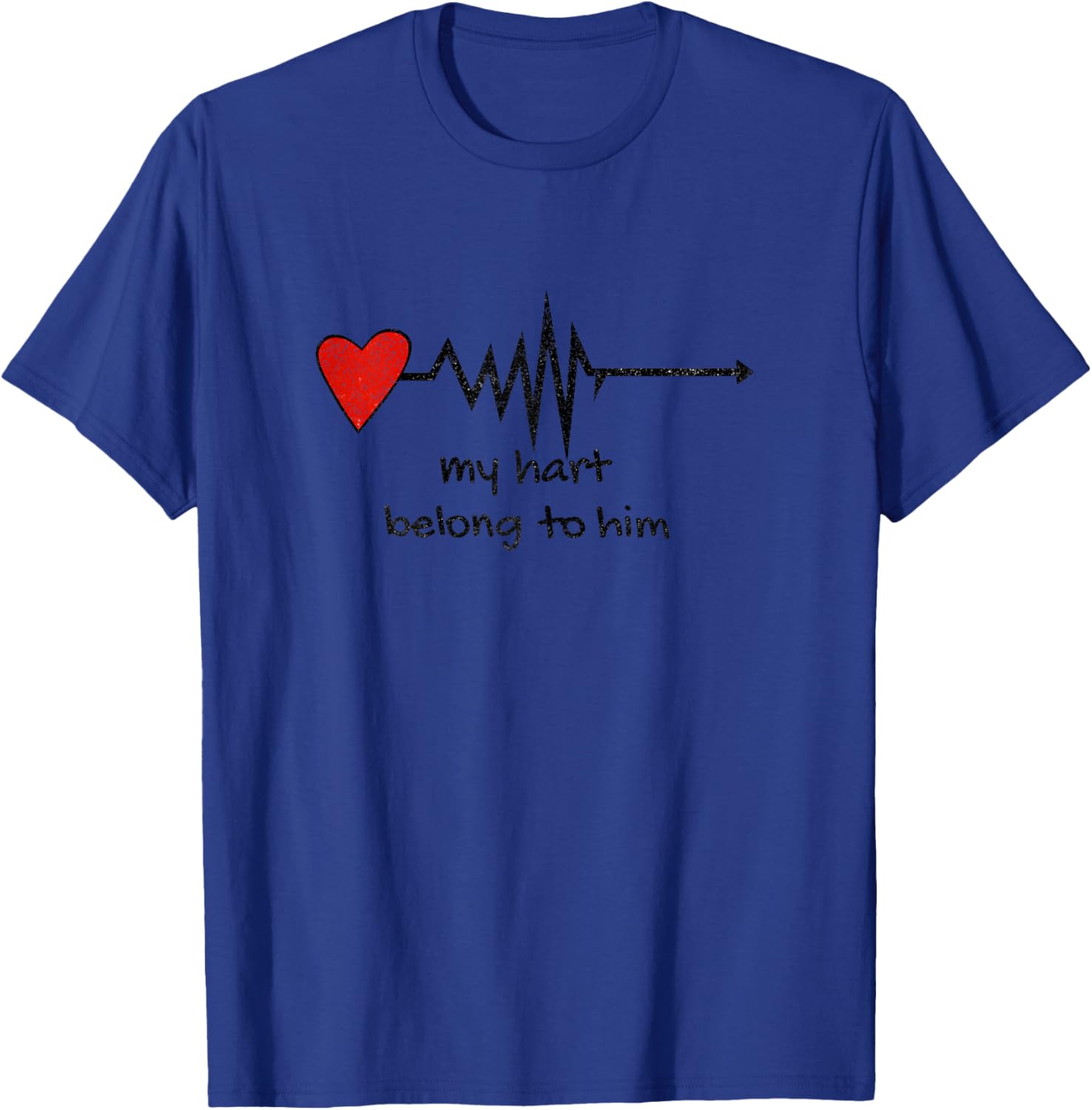 Heartbeat My Heart Belongs to Him Cute Couple T-Shirt - T-Shirt | Royal