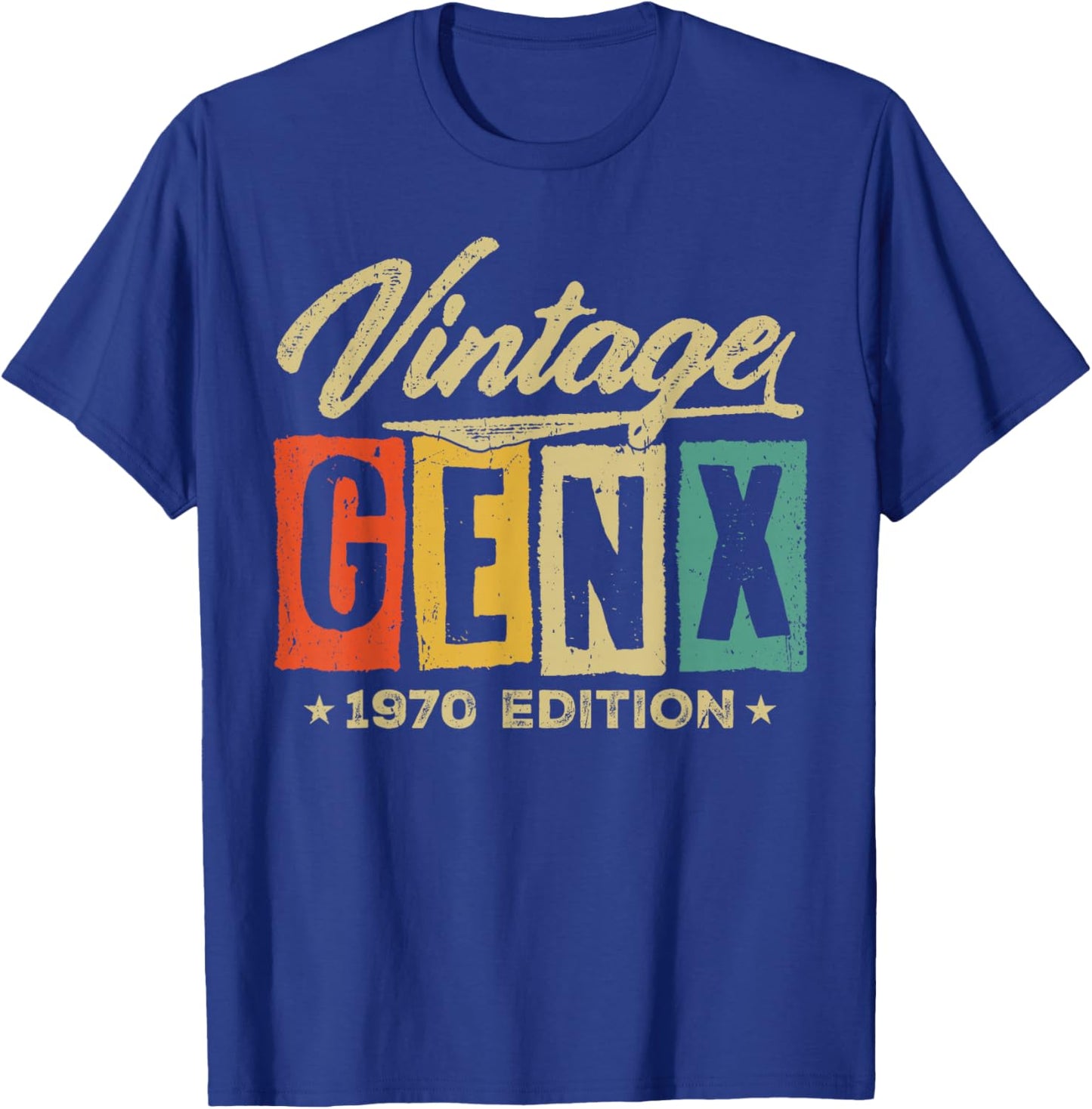 Retro Vintage Gen X 1970 Edition 56 Years Old 56th Birthday T-Shirt - T-Shirt | Royal