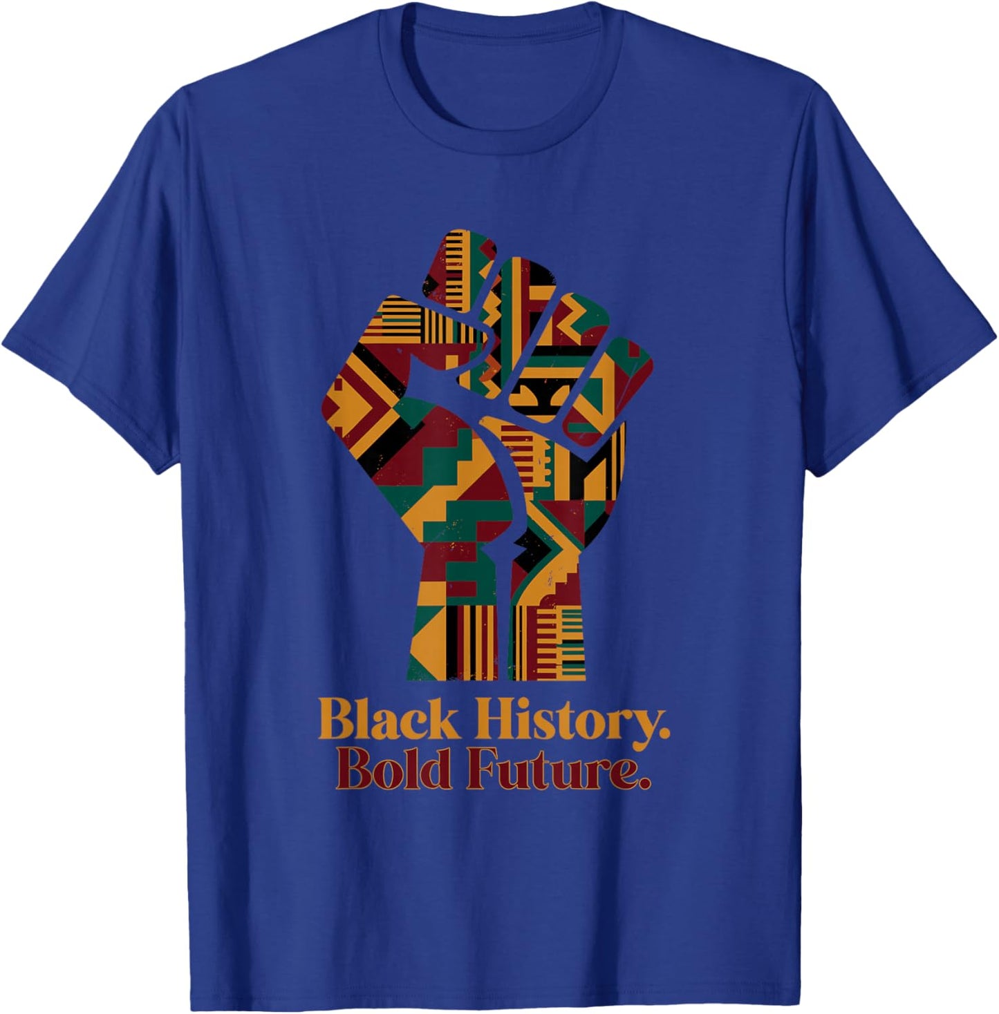 Black History Bold Future African Kente Pattern Heritage T-Shirt - T-Shirt | Royal