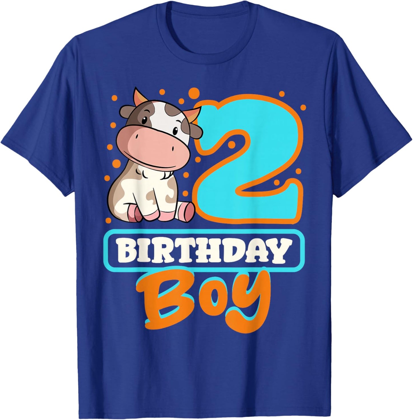 Cow 2th Birthday Boy Party Moo Barn Animal Farmyard Vet T-Shirt - T-Shirt | Royal