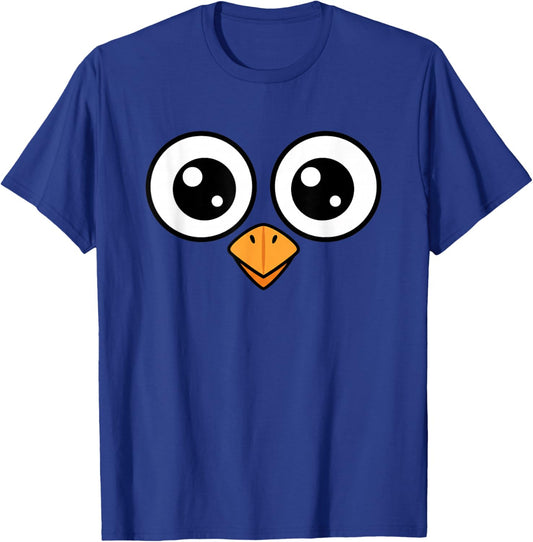 Bird Big-Eyed Cartoon Face Playful Feathered Vibe T-Shirt - T-Shirt | Royal