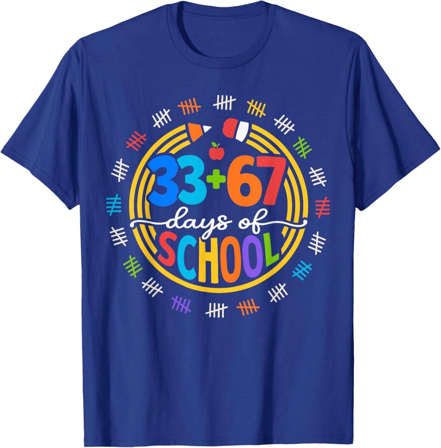 I Survived 67 33 Days of School for Teacher Kids 100th Days T-Shirt - T-Shirt | Royal