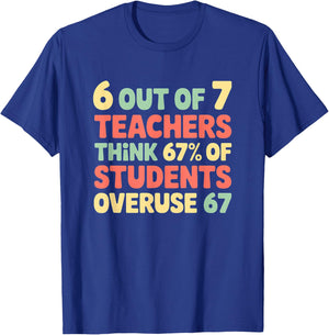 Funny 67 Teacher Shirt - Teacher 6 7 Funny Overuse 67 T-Shirt - T-Shirt | Royal