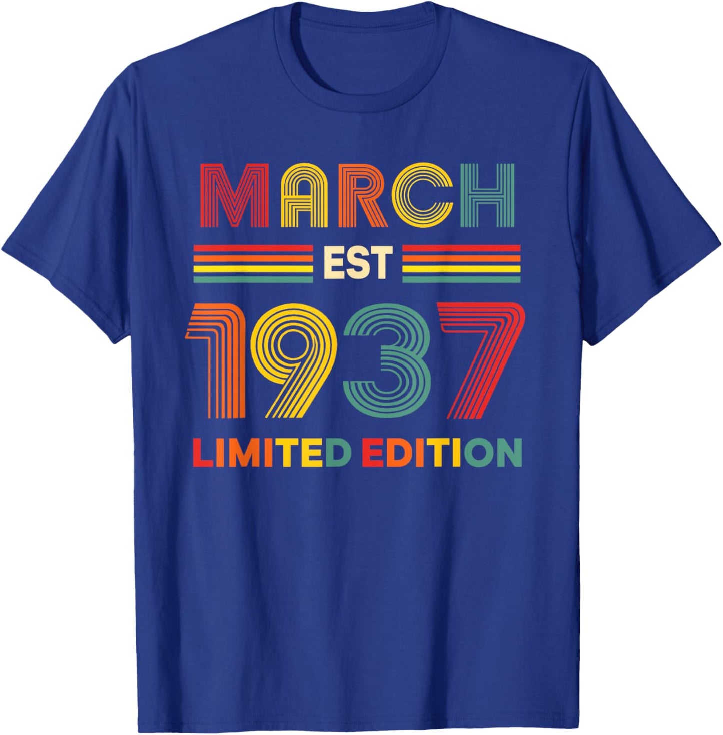 March Est 1937 Birthday Limited Edition 89-Year-Old 89th T-Shirt - T-Shirt | Royal