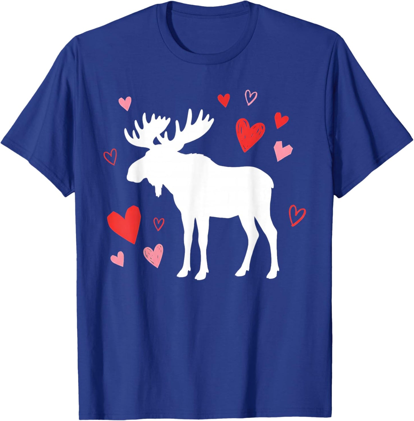 Moose Silhouette Heart Valentine's Day Cute Forest Art T-Shirt - T-Shirt | Royal