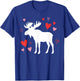 Moose Silhouette Heart Valentine's Day Cute Forest Art T-Shirt - T-Shirt | Royal