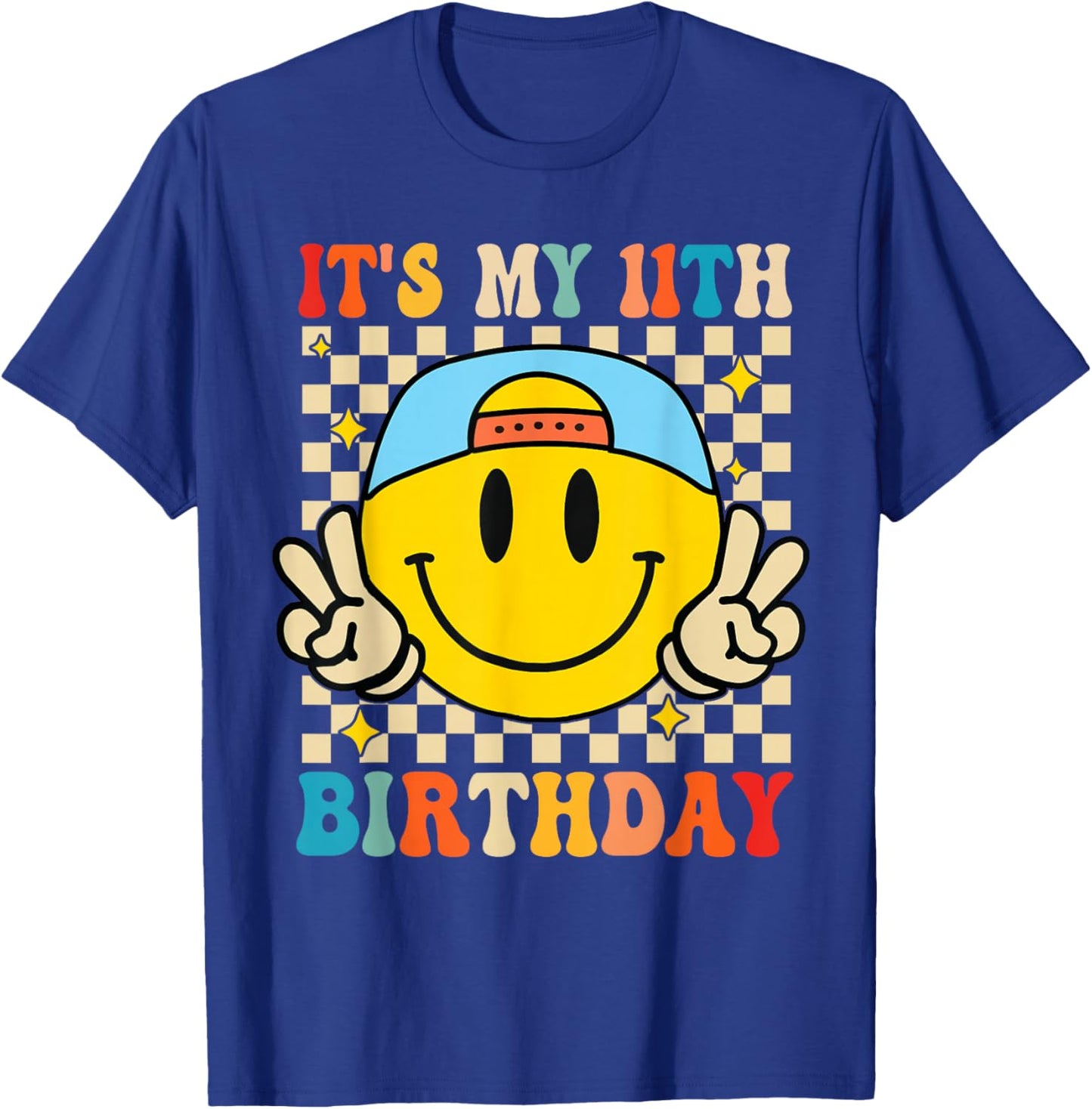 Its My 11th Birthday Smile face 11 Years Old Boys Girls T-Shirt - T-Shirt | Royal