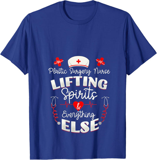Plastic Surgery Nurse Lifting Spirits and Everything Else V-Neck T-Shirt - T-Shirt | Royal