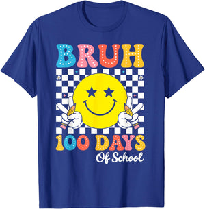 Bruh 100 Days of School Teacher Kids 100th Day of School T-Shirt - T-Shirt | Royal