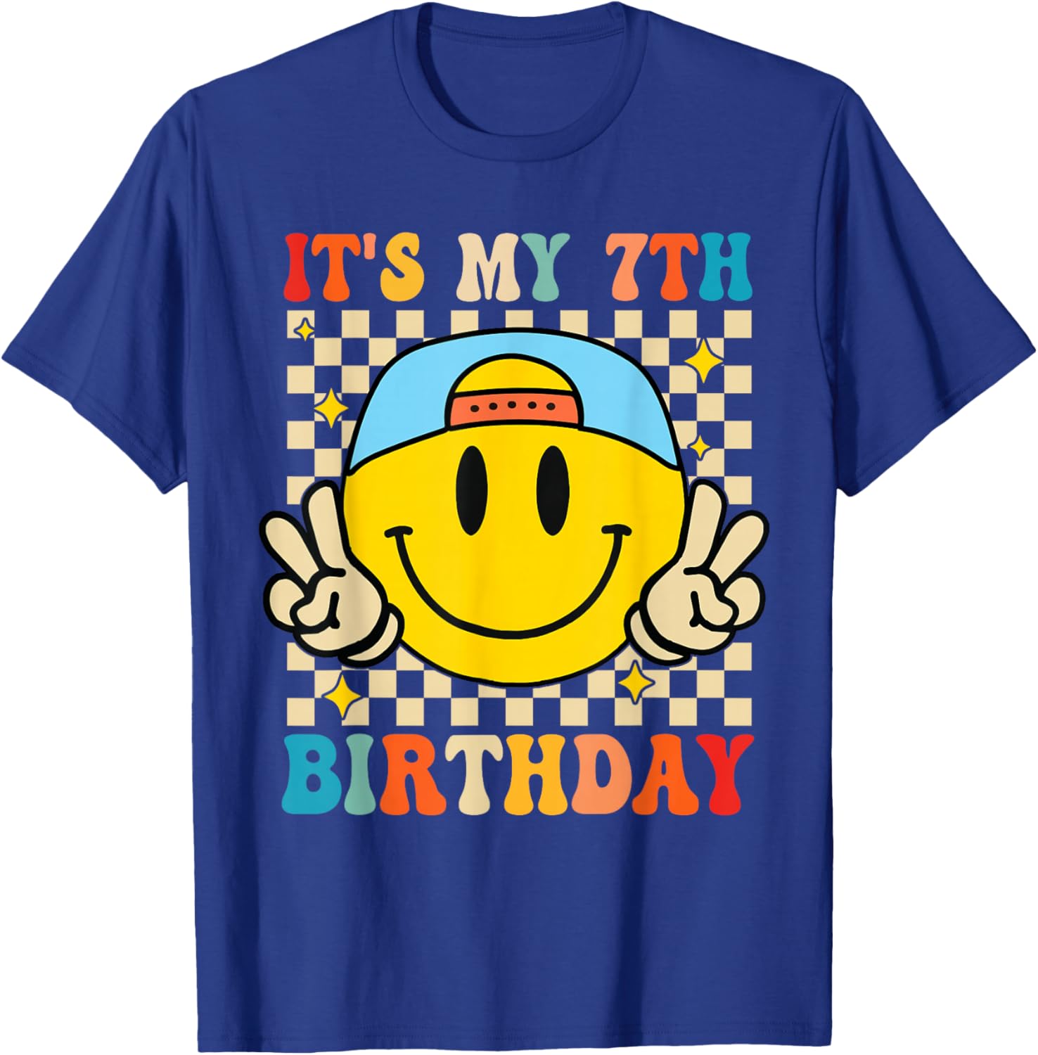 Its My 7th Birthday Smile face 7 Years Old Boys Girls T-Shirt - T-Shirt | Royal