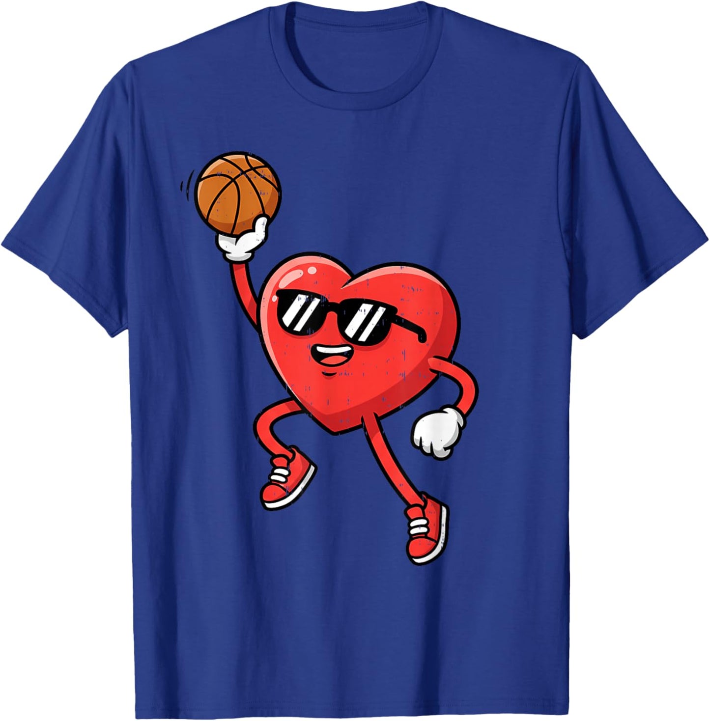 Heart Play Basketball Valentines Day for Teen Boys Girls Kid T-Shirt - T-Shirt | Royal