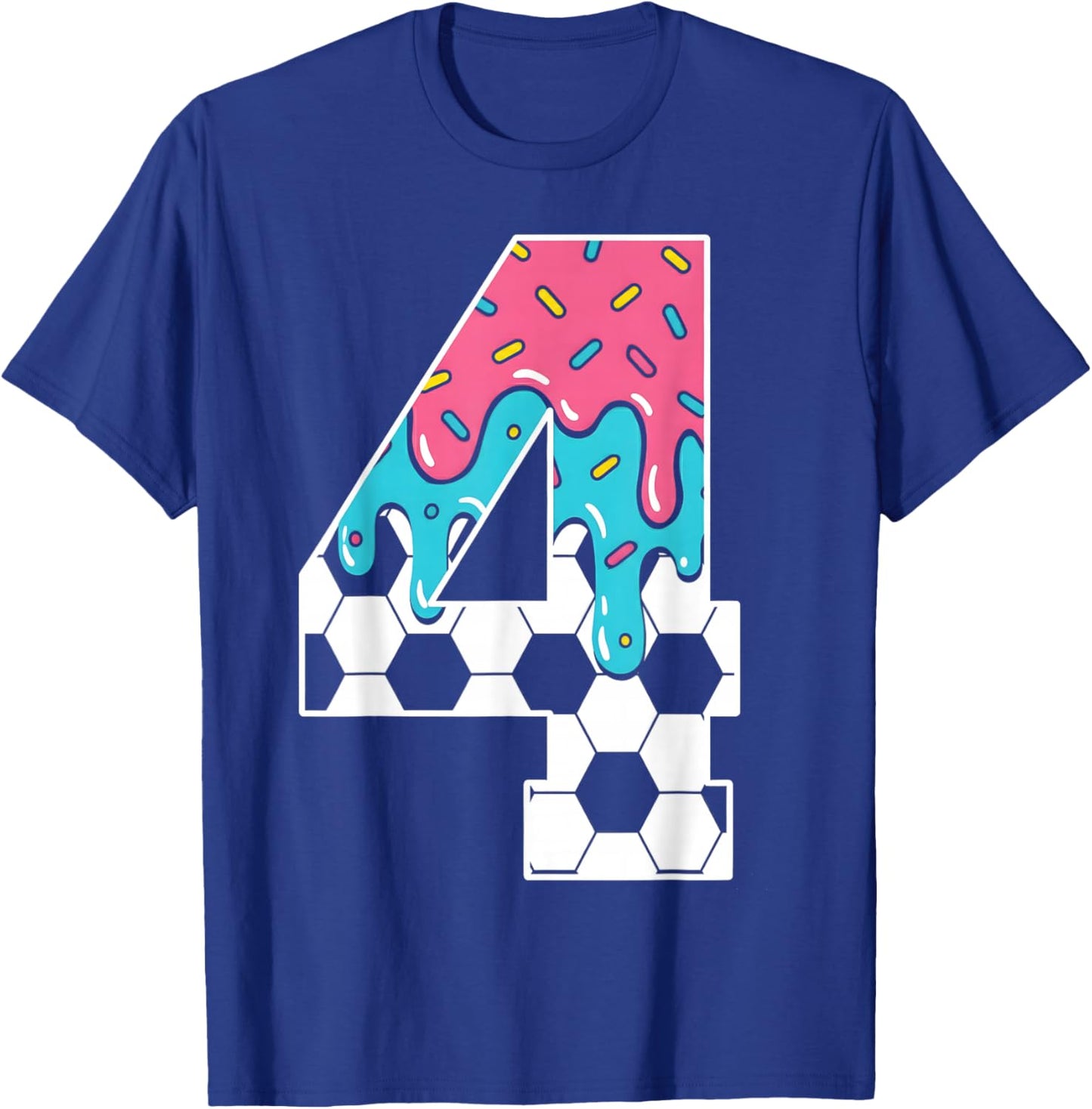 Soccer 4 Year Old Ice Cream Drip Youth 4th Birthday Boy 4 T-Shirt - T-Shirt | Royal