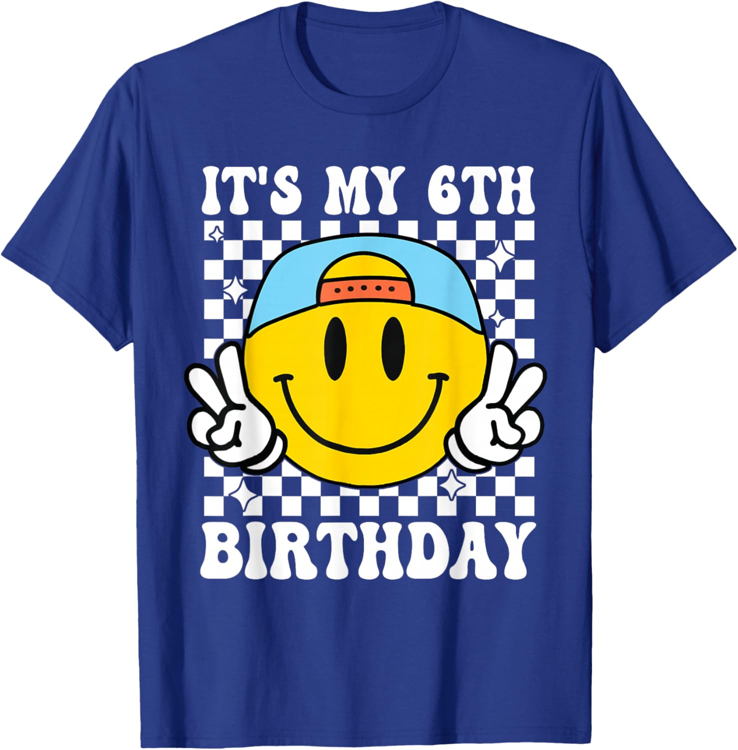 Its My 6th Birthday Smile face 6 Years Old Boys Girls T-Shirt - T-Shirt | Royal