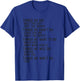 Things We Did Sarcastic Music Checklist Classic Song Lyrics T-Shirt - T-Shirt | Royal