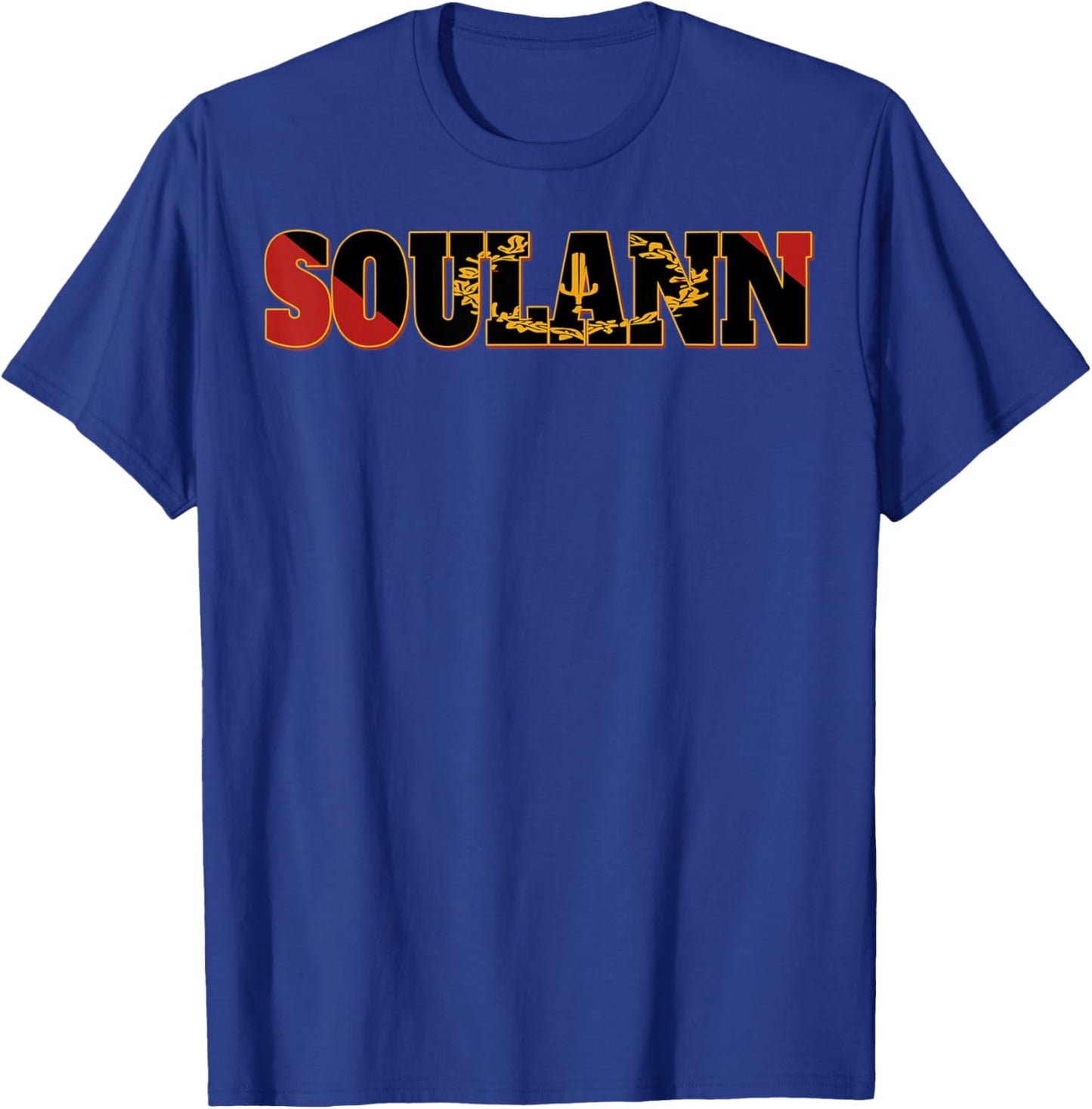 SOULANN Flag Emblem Power Soul Black American Heritage Art T-Shirt - T-Shirt | Royal