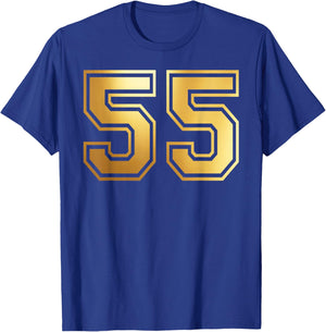 55 Number Fifty-Five Team Sports Graphic Varsity Matching T-Shirt - T-Shirt | Royal