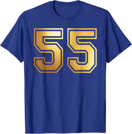 55 Number Fifty-Five Team Sports Graphic Varsity Matching T-Shirt - T-Shirt | Royal