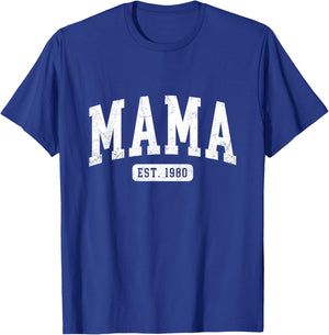 Mama Est 1980 Mothers Day Idea for Mom T-Shirt - T-Shirt | Royal