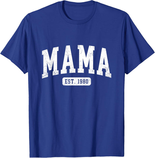 Mama Est 1980 Mothers Day Idea for Mom T-Shirt - T-Shirt | Royal