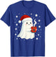 Cute Christmas Ghost with Hot Cocoa Santa Hat Winter Holiday T-Shirt - T-Shirt | Royal