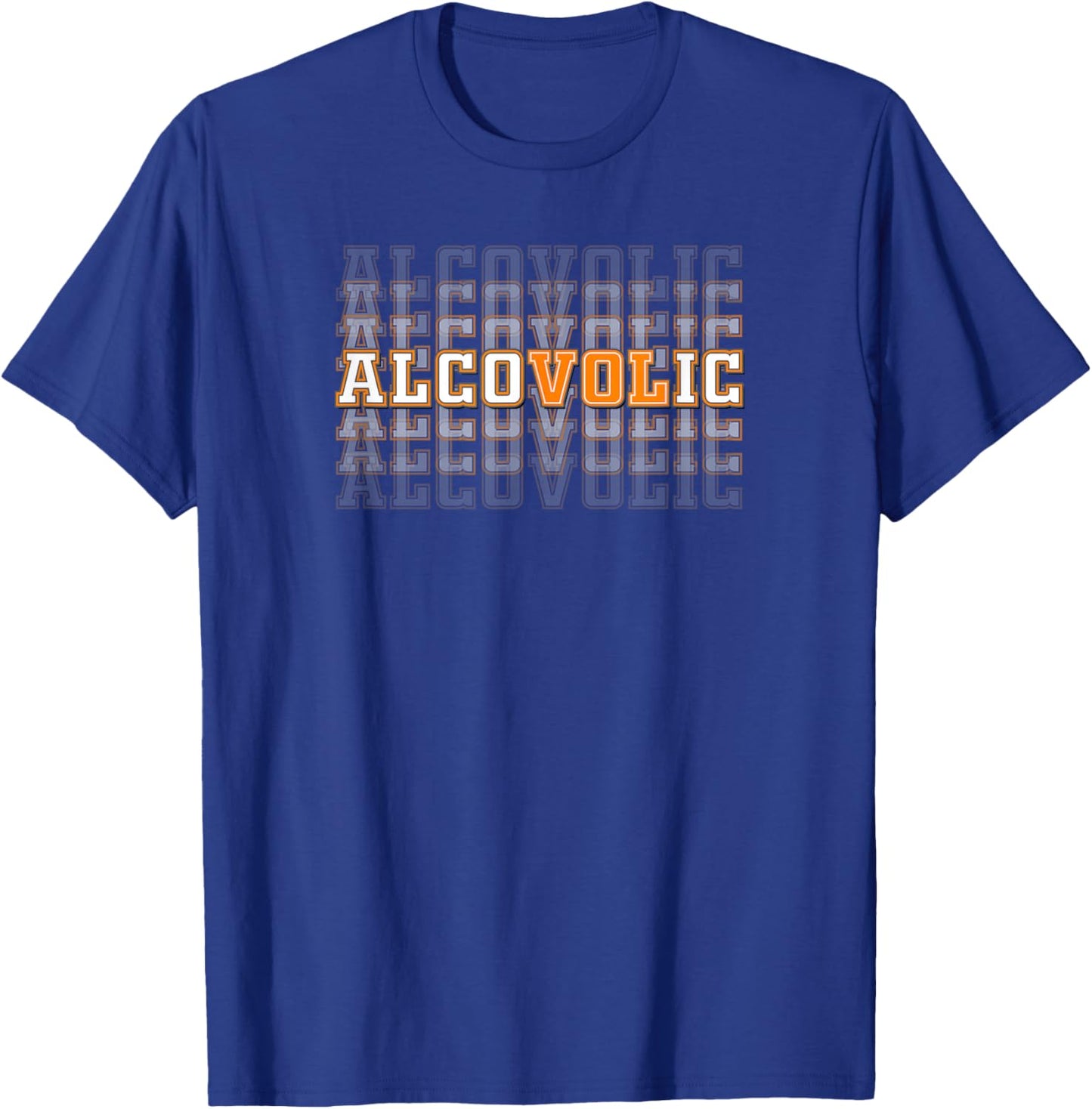 Alcovolic Orange & White Retro Varsity Drinking Pun T-Shirt - T-Shirt | Royal