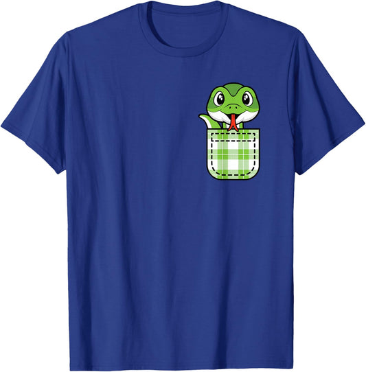 Funny Snake Pocket Cool Reptile Lover Men Women Kids T-Shirt - T-Shirt | Royal