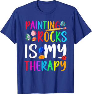Painting Rocks is My Therapy Rock Painter Stone Painting T-Shirt - T-Shirt | Royal