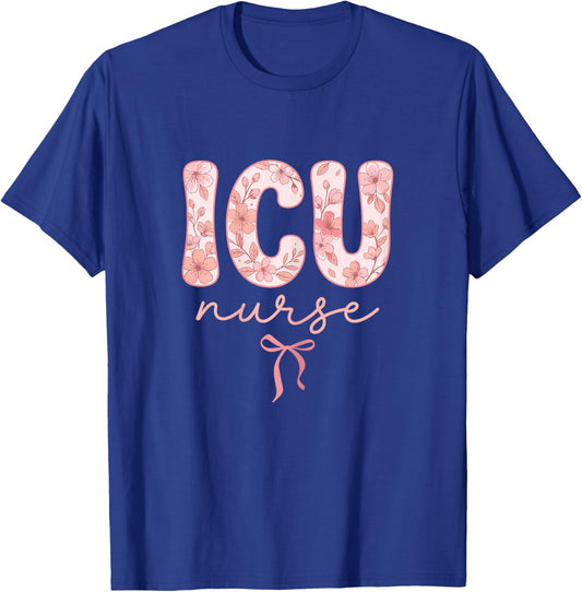 Cute RN ICU Nurse Art Intensive Care Medical Stuff T-Shirt - T-Shirt | Royal
