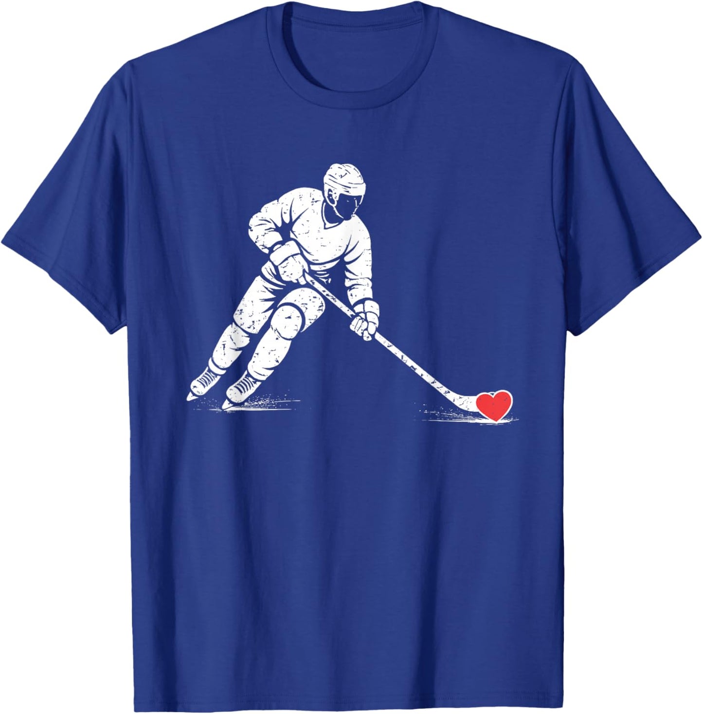Valentines Day Ice Hockey Silhouette Heart Love Men Boys T-Shirt - T-Shirt | Royal