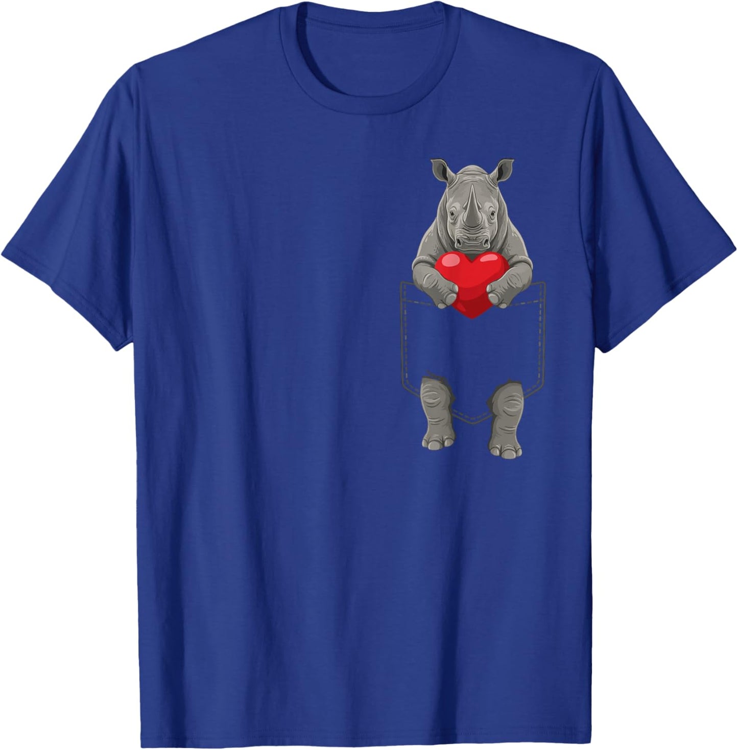 Cute Rhinoceros in Pocket Rhino Lover Valentines T-Shirt - T-Shirt | Royal
