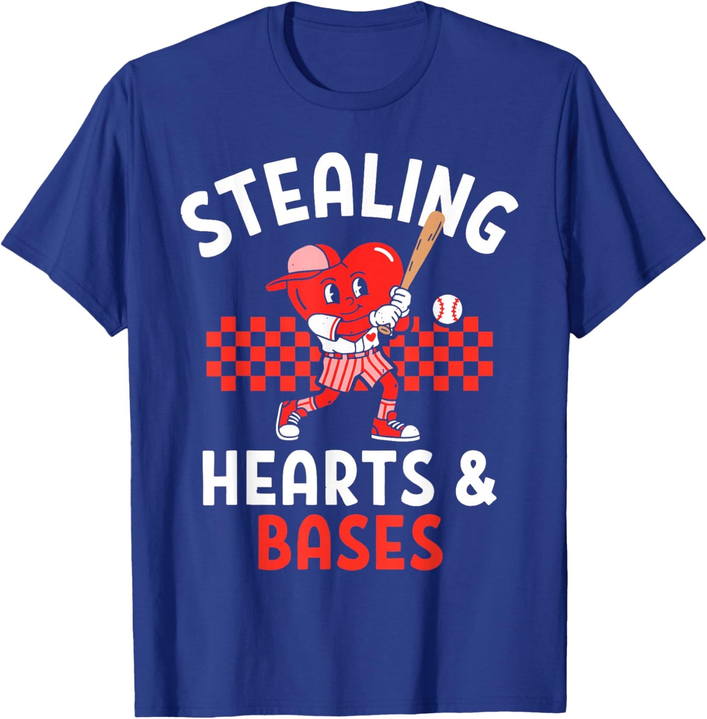 Boys Baseball Valentines Day Stealing Hearts Valentine Kids T-Shirt - T-Shirt | Royal