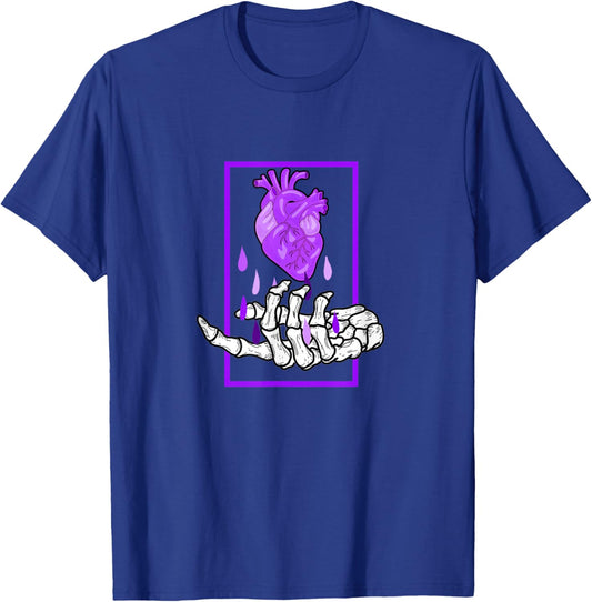 Purple Color Heart Skeleton Hand Purple Graphic T-Shirt - T-Shirt | Royal