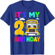 2 Year Old Boy Girl It's My 2nd Birthday School Bus Theme T-Shirt - T-Shirt | Royal
