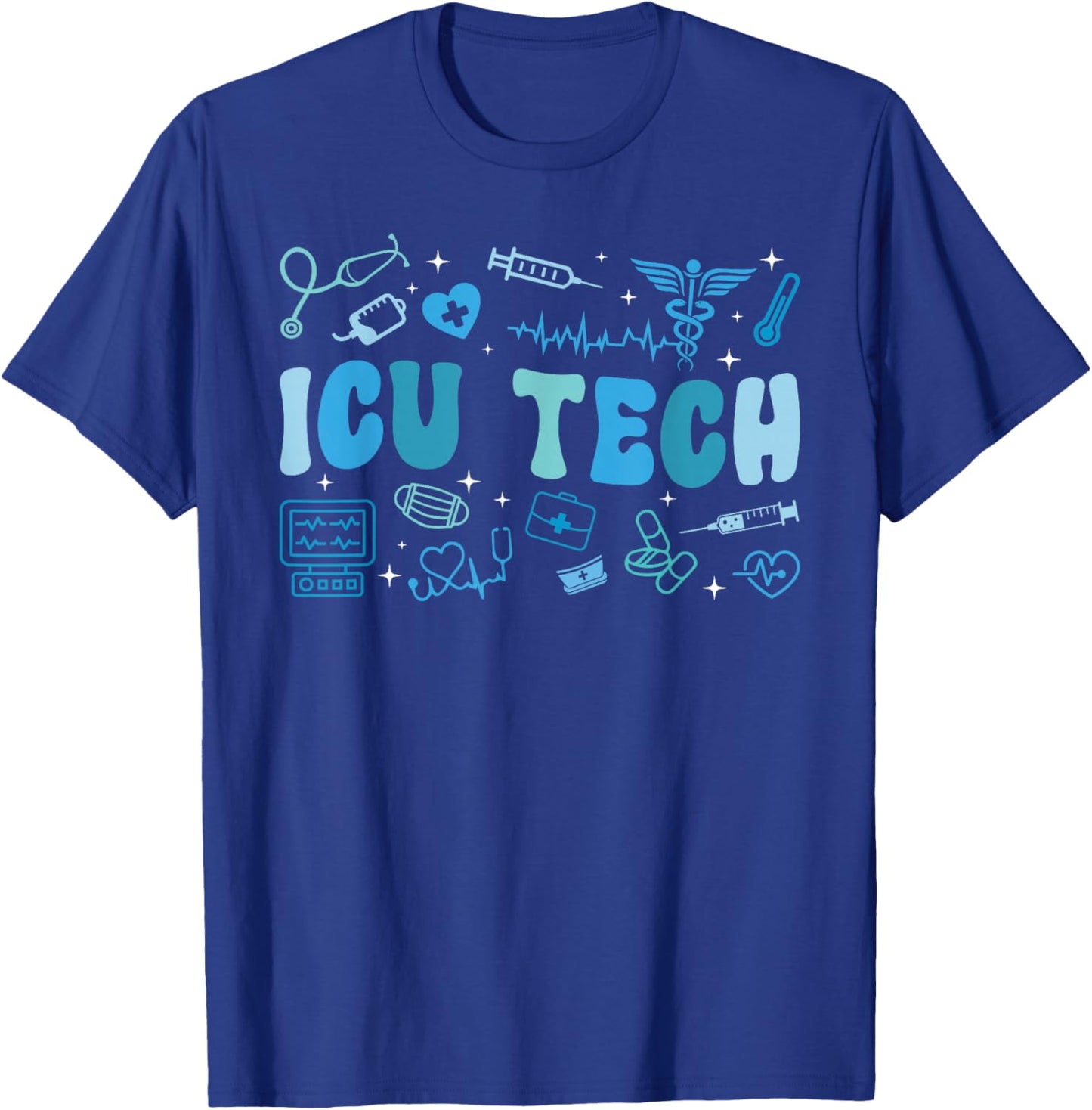 Groovy ICU Tech ICU Technician Intensive Care Technician T-Shirt - T-Shirt | Royal