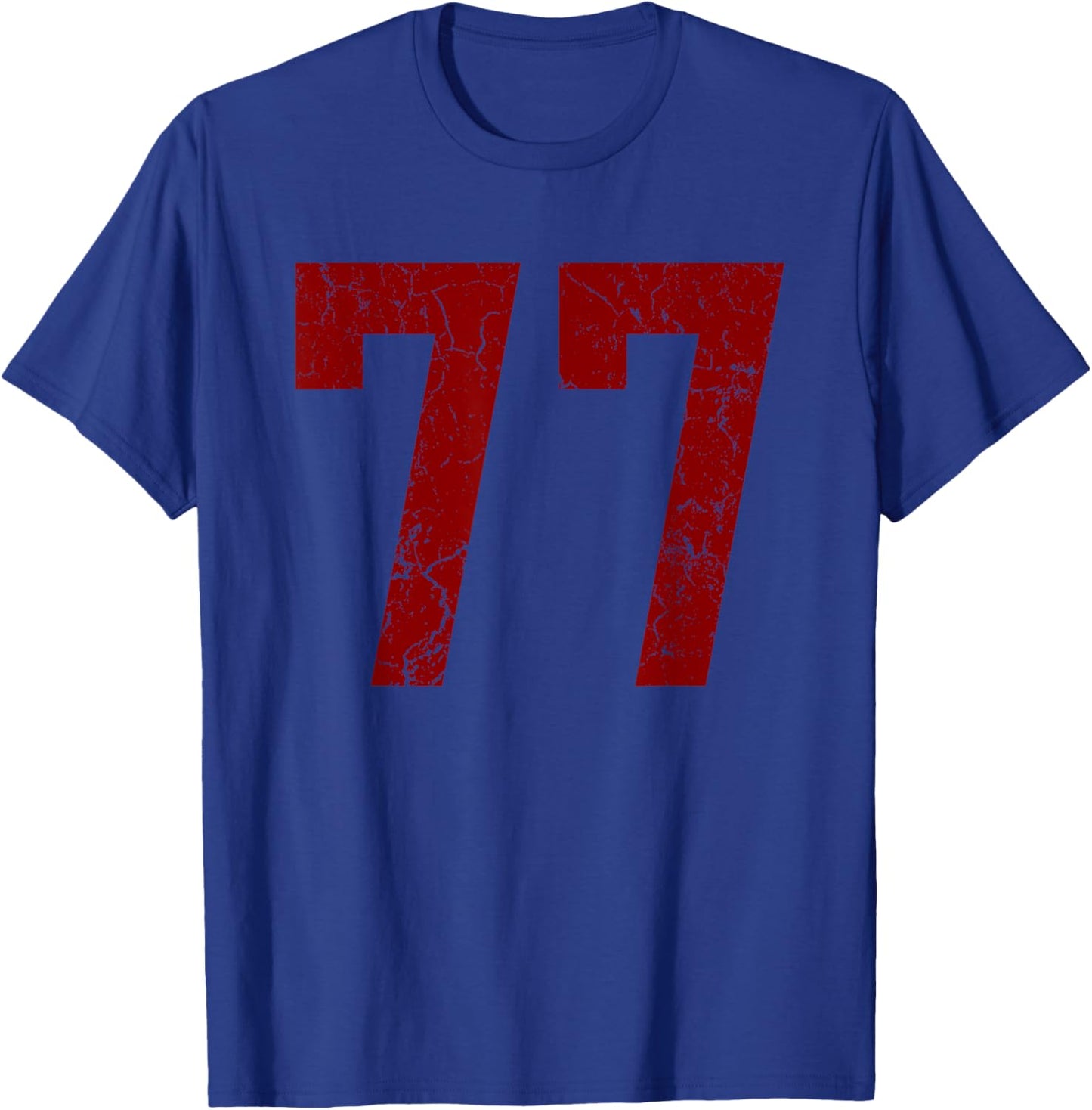 Distressed Maroon Number 77 Jersey Player Uniform #77 T-Shirt - T-Shirt | Royal