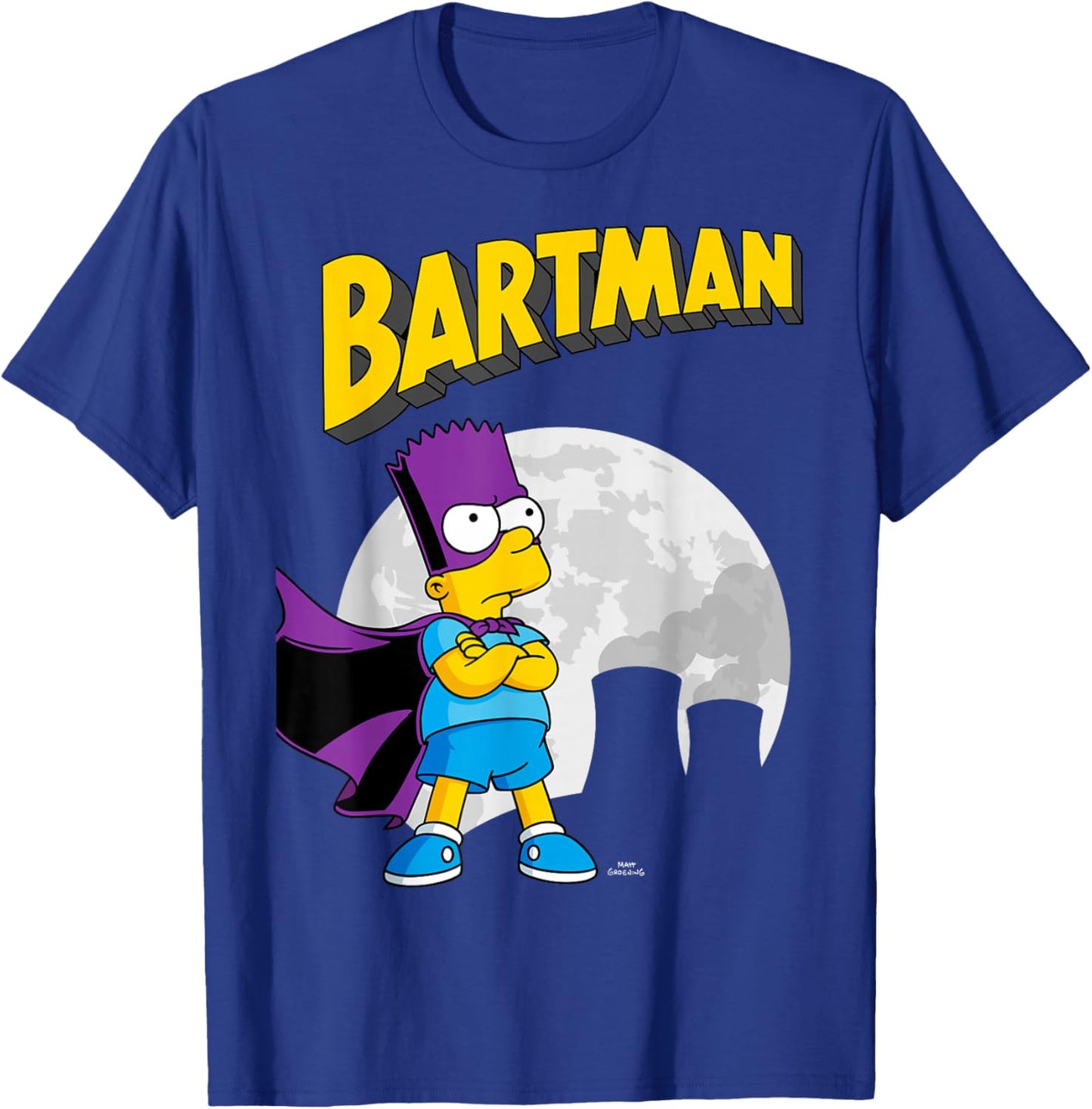 The Simpsons Bartman in Front of Moon & Power Plant Outline T-Shirt - T-Shirt | Royal