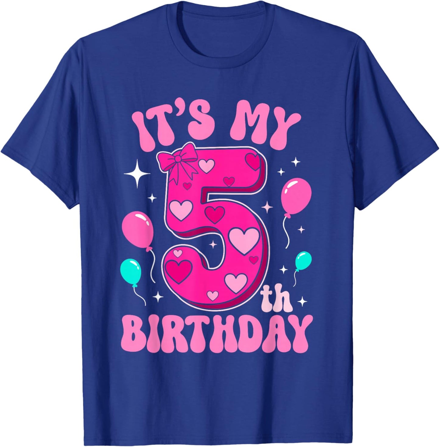 5 Year Old Pink Coquette Bow It's My 5th Birthday Girl T-Shirt - T-Shirt | Royal