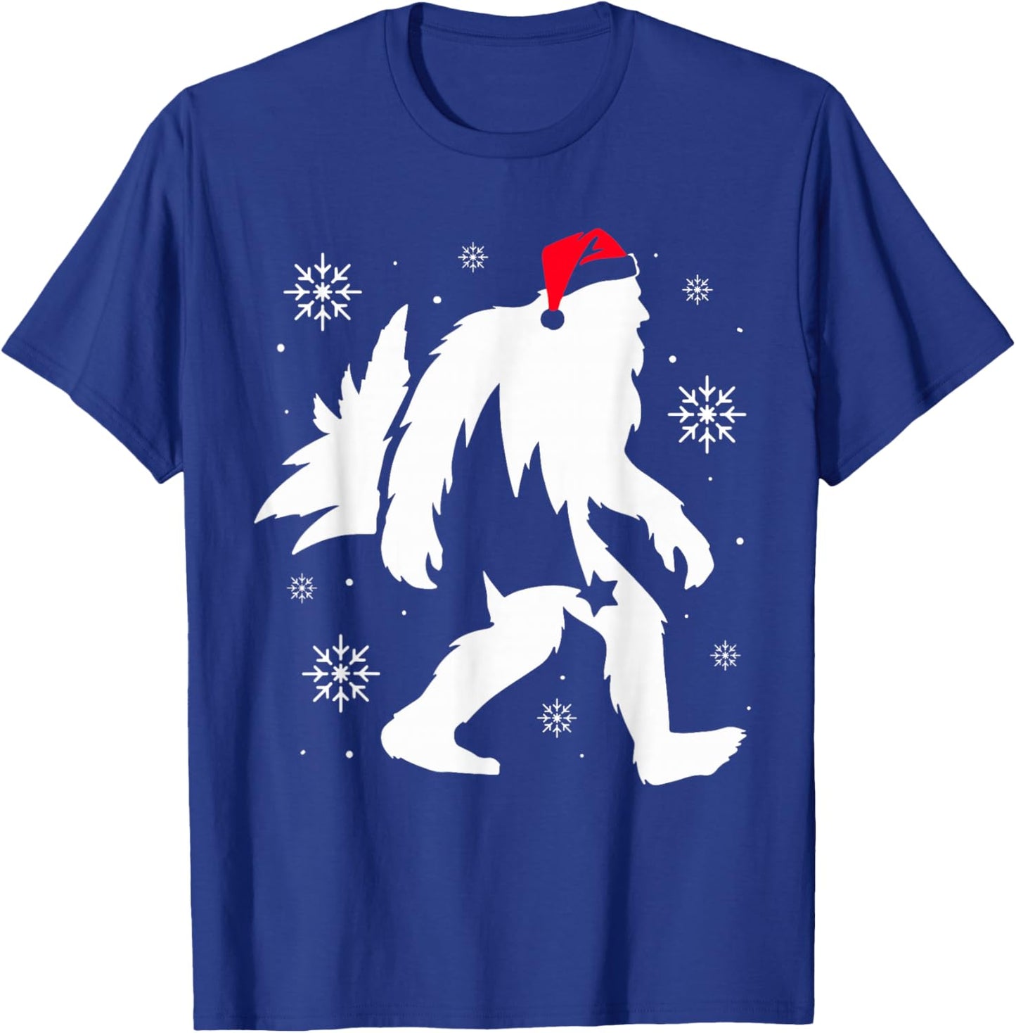 Santa Bigfoot Christmas Funny Sasquatch Christmas Tree Xmas T-Shirt - T-Shirt | Royal
