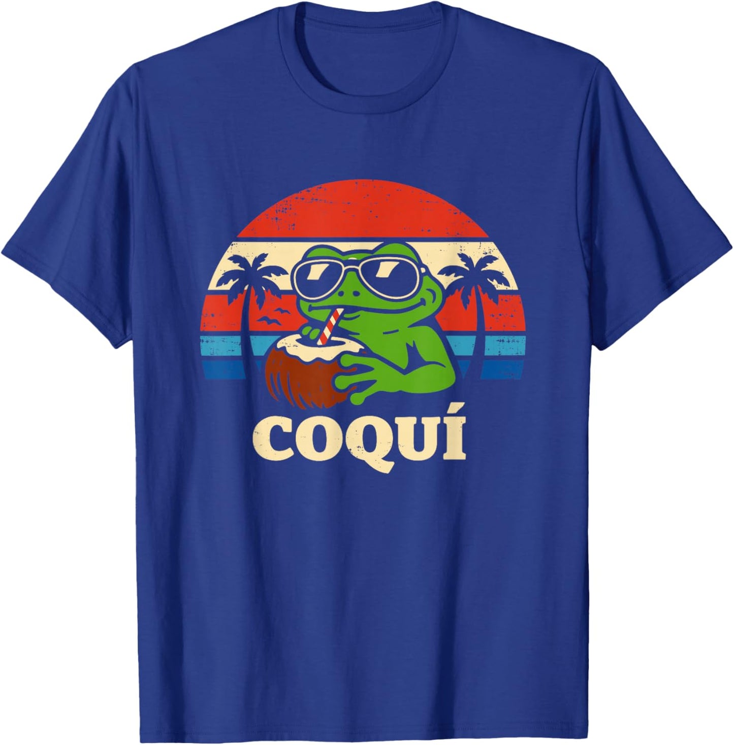 Coqui Frog Retro Sunset Puerto Rico T-Shirt - T-Shirt | Royal