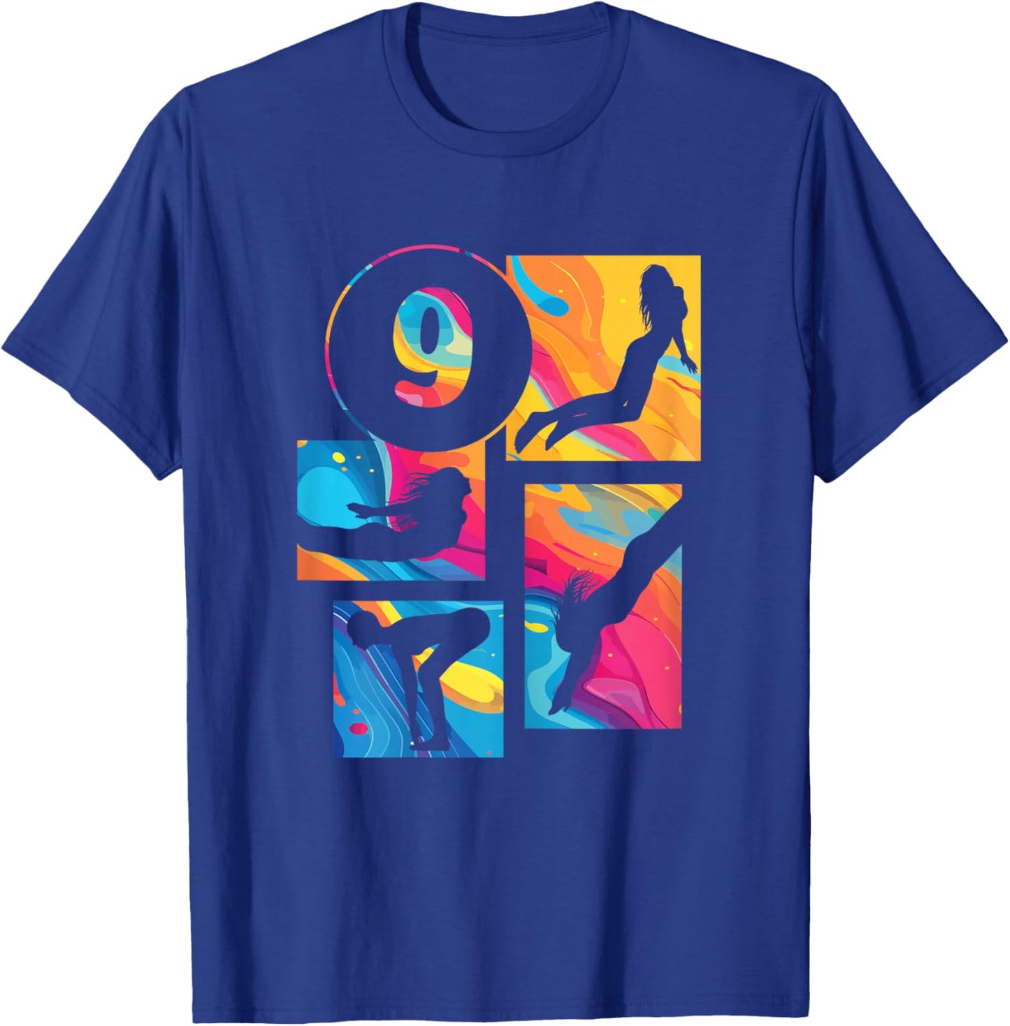 9th Birthday Swimmer Swimming 9 Year Old Girl T-Shirt - T-Shirt | Royal