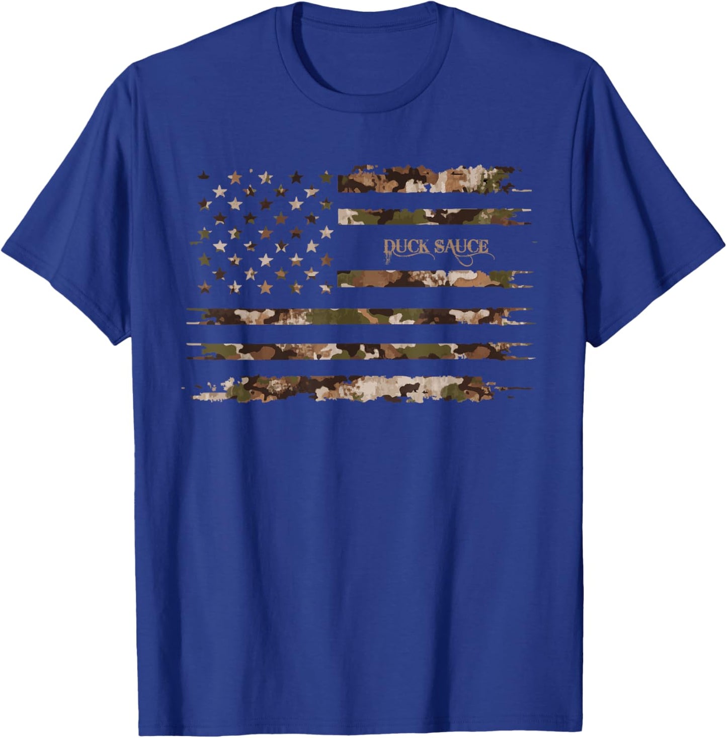 Duck Sauce Chinese Condiment Sweet Sauce Camo Distressed T-Shirt - T-Shirt | Royal