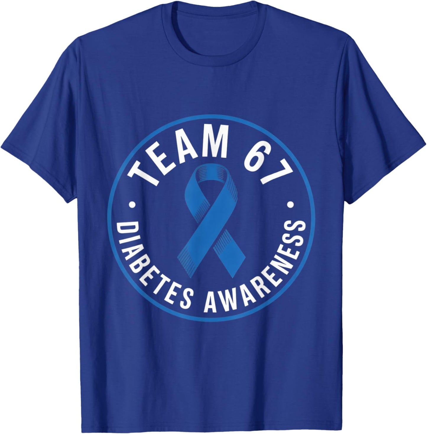 Team 67 Six Seven Diabetes Awareness Month Blue Cute Ribbon T-Shirt - T-Shirt | Royal