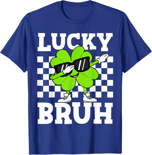 Boys St Patricks Day Kids Lucky Bruh Dabbing Shamrock Clover T-Shirt - T-Shirt | Royal