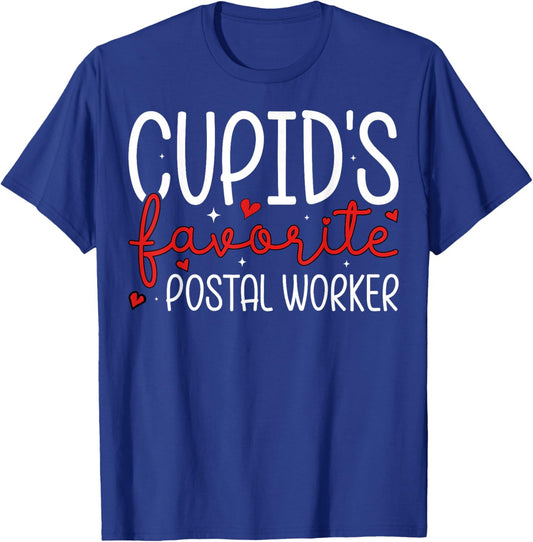 Cupid’s Favorite Postal Worker Couple Valentine’s Day T-Shirt - T-Shirt | Royal